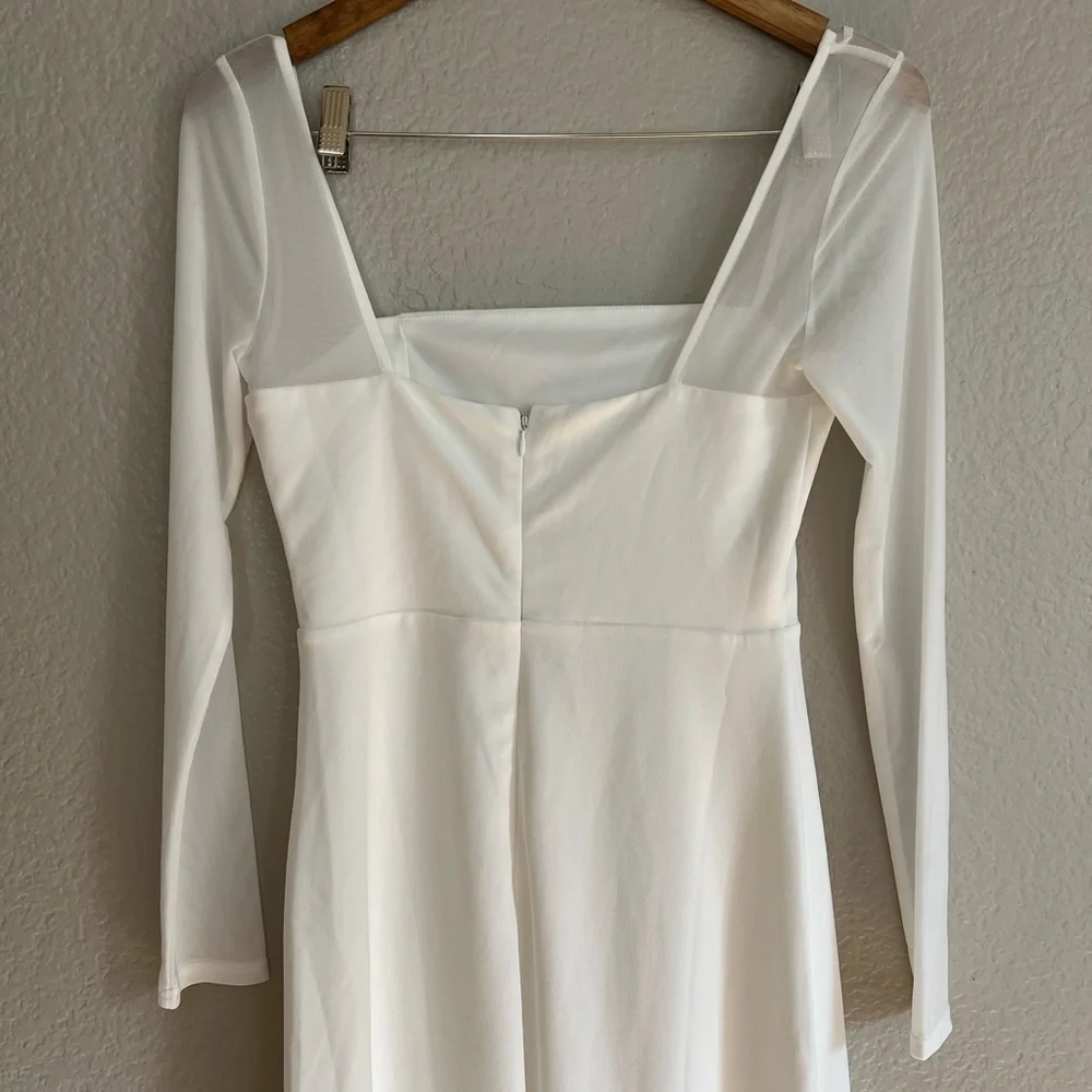 Lovingly Yours White Mesh Long Sleeve Maxi Dress - Picture 6 of 9